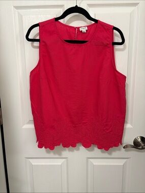 J. Crew Bright Pink Sleeveless Scalloped-Hem Tank